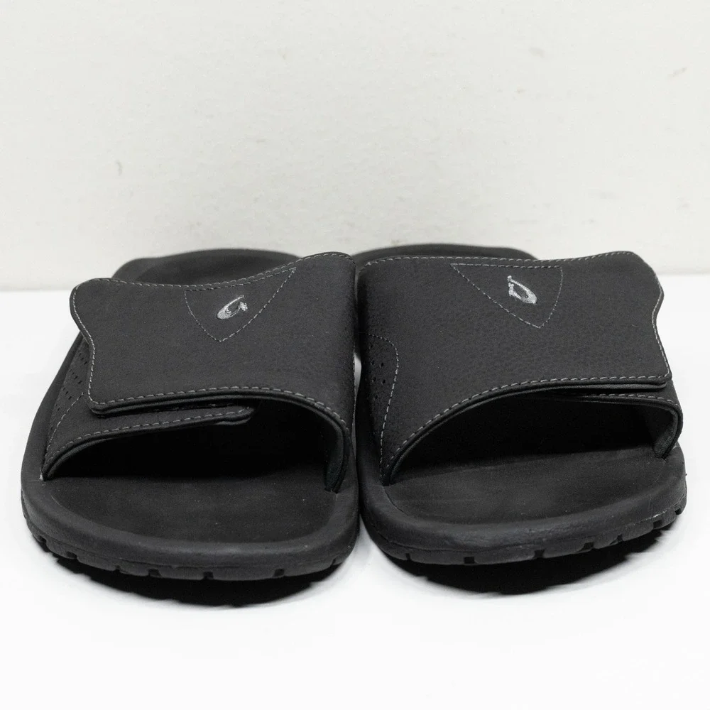 OLUKAI Nalu Slide Adjustable Strap Waterproof Comfort Sandal Black Mens Sz 9